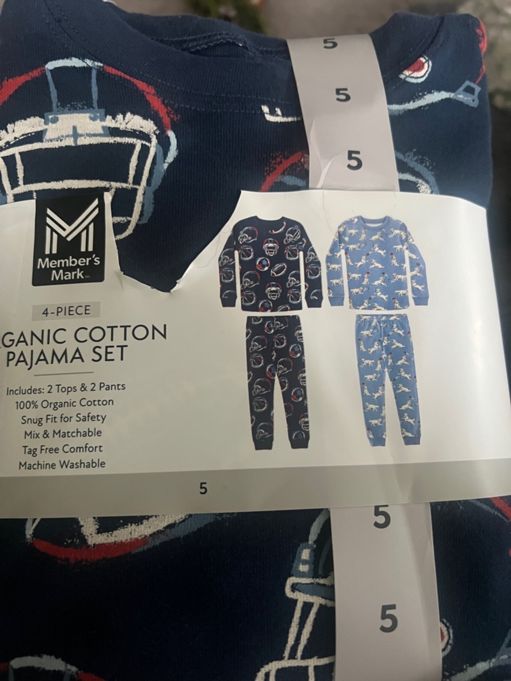 2 Pairs Organic Cotton football Dogs  Pajama Sets